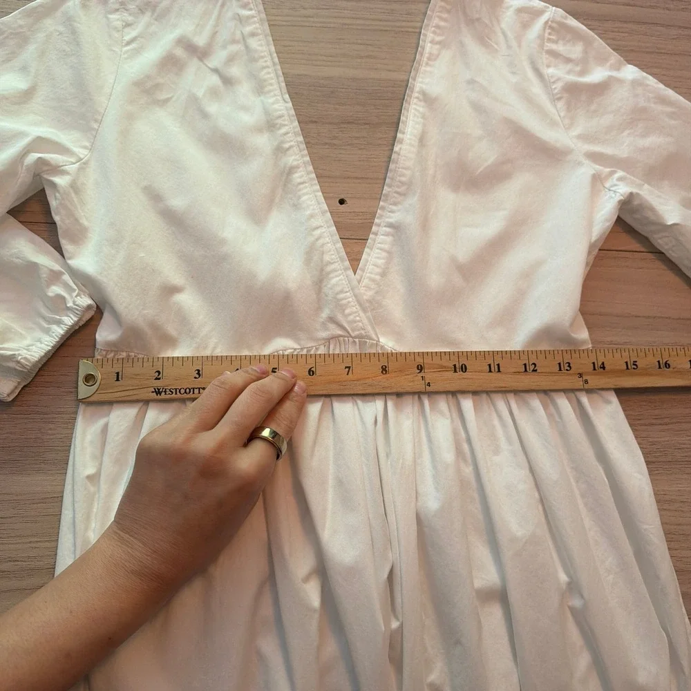 $785 KALITA Cotton Tiered V-Neck Maxi Dress White XS Mended European Summer - Picture 6 of 8